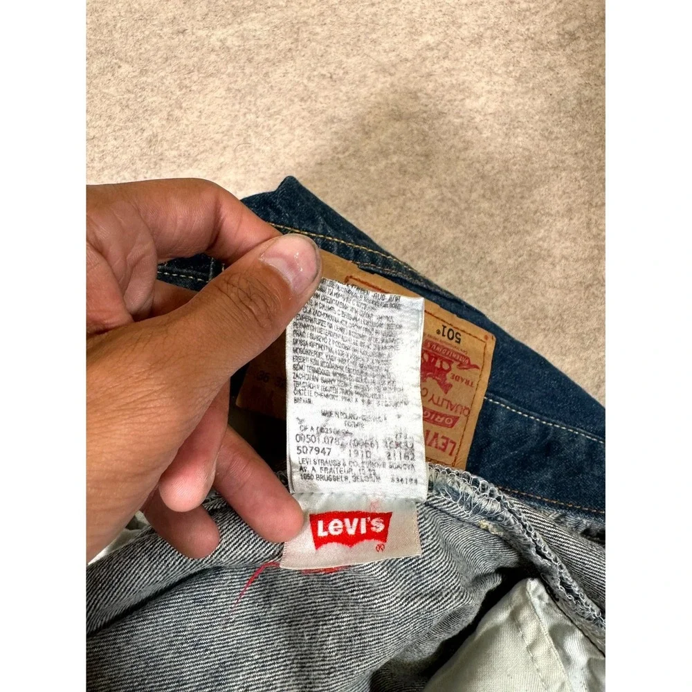 Levis 501 Original Fit Jeans Men 36x32 Blue Denim Cotton Button Fly Straight Leg